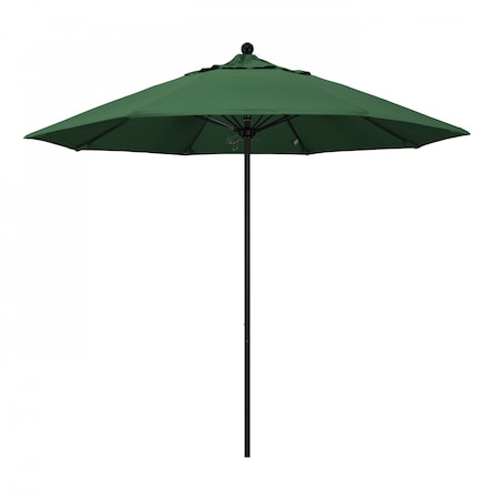 California Umbrella 9' Black Aluminum Market Patio Umbrella, Olefin Hunter Green 194061335574